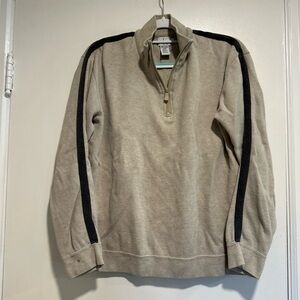Vintage 90s Calvin Klein Mens Sz: M 100% Cotton Ribbed 1/4 Zip Tan Sweater.